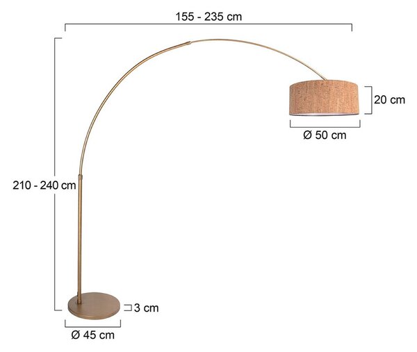 Steinhauer Lampada ad arco Sparkled Light, dimmerabile, Bronzo / Ottone antico, Soggiorno / Sala da pranzo, Metallo, Moderno, Lampada da terra
