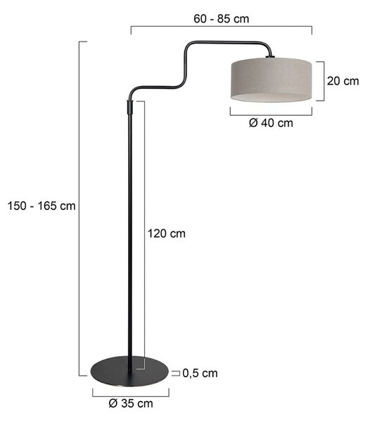 Steinhauer Lampada da terra Bloeba, Nero, Soggiorno / Sala da pranzo, Metallo, Moderno, Lampada da terra