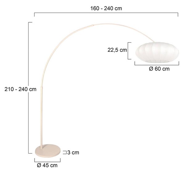 Steinhauer Lampada ad arco Sparkled Light, dimmerabile, Crema / Ambra, Soggiorno / Sala da pranzo, Metallo, Moderno, Lampada da terra