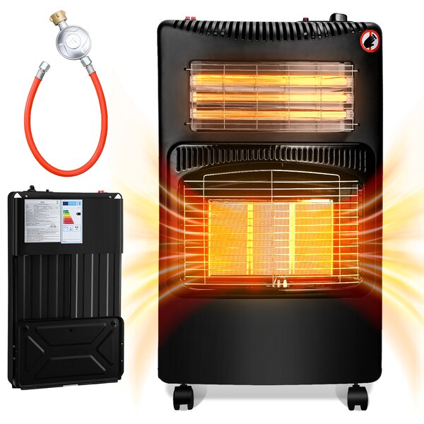 TolleTour stufa a gas per interni, stufa a gas 4200 watt per interni con tubo e riduttore di pressione, bruciatore ceramico a infrarossi, stufa radiante, bombole di gas butano o propano fino a 15 kg, gas+elettricità