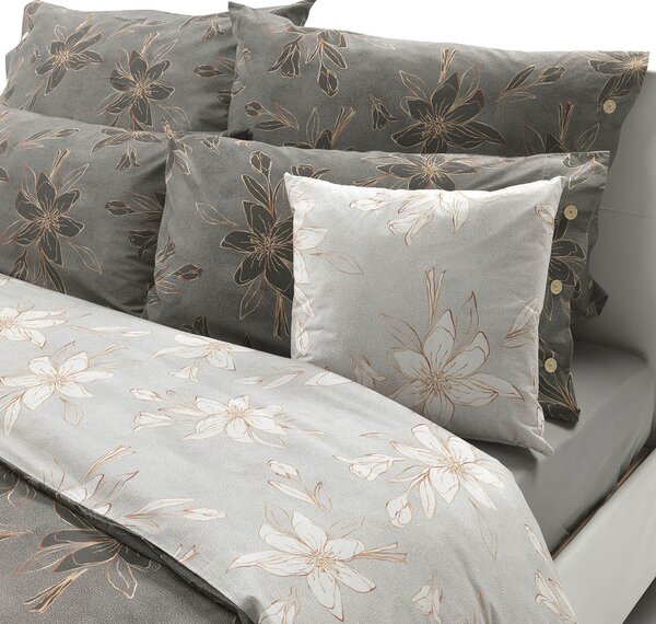 Trapunta In Percalle Fashion Gold Matrimoniale - 270X260 Bellora Floreale Grigio-scuro Caleffi