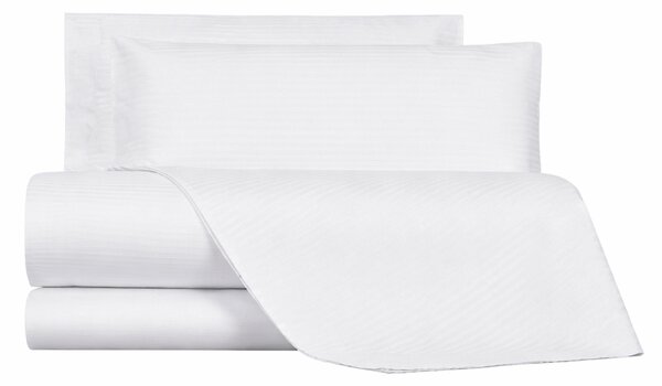 Completo Copripiumino In Raso Di Cotone Riga-raso 255X255 Emporium Tinta Unita Bianco Caleffi