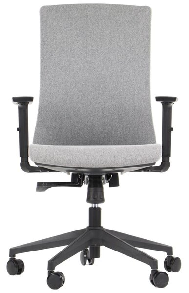 Sedia da ufficio girevole ergonomica TONO, base in nylon, braccioli regolabili, rivestimento grigio