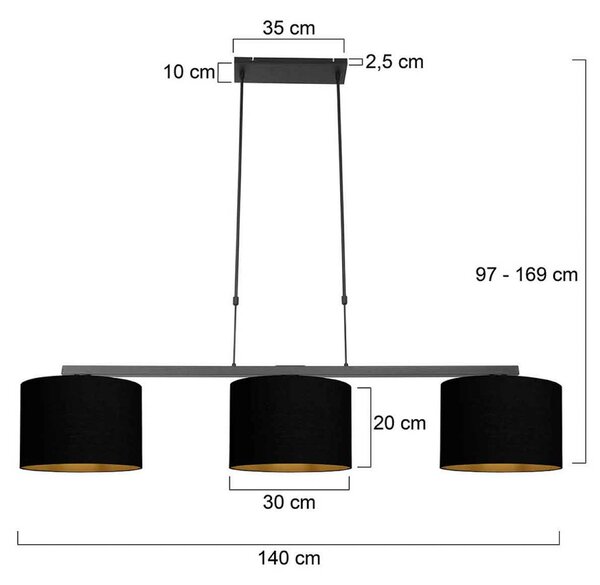 Steinhauer Lampada a sospensione Stang, dimmerabile, Nero, Soggiorno / Sala da pranzo, Metallo, Moderno, Lampada a sospensione