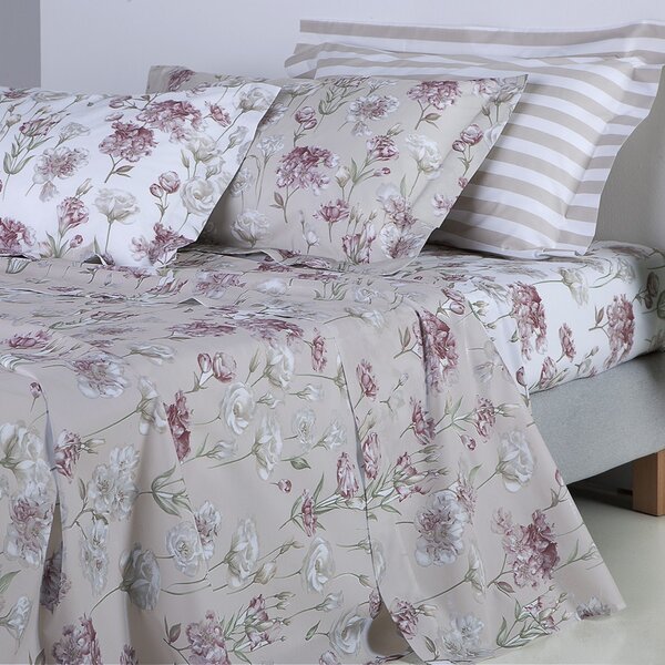 Completo Copripiumino In Null Lisianthus 155X255 Emporium Rosa Caleffi