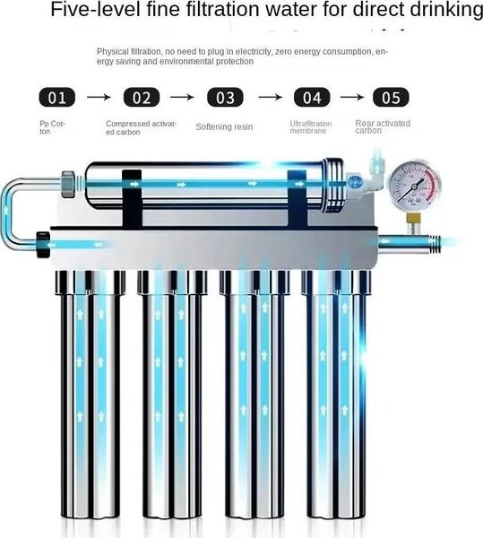 Filtro per acqua potabile da cucina - Filtro per rubinetto - Ultrafiltrazione a 5 stadi - Acqua potabile diretta - Per rubinetto da cucina - - Bianco
