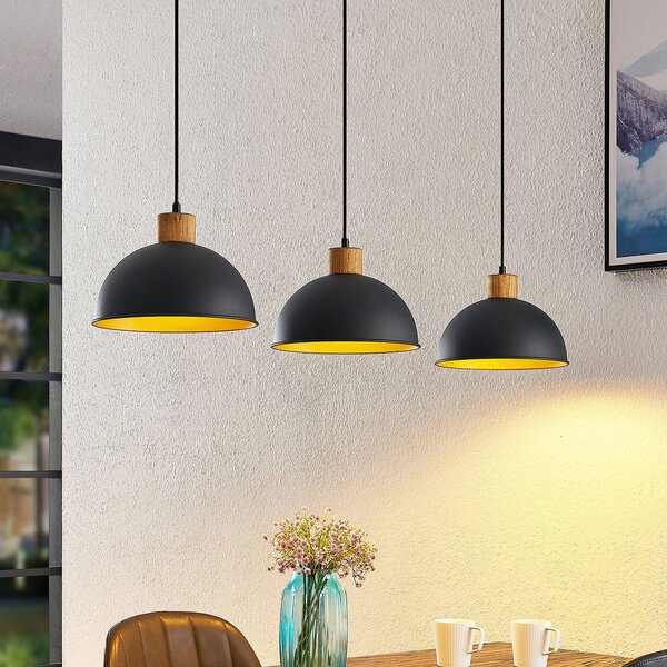 Lampada a sospensione Flurin Lindby, dimmerabile, Nero, Soggiorno / Sala da pranzo, Metallo, Moderno, Lampada a sospensione