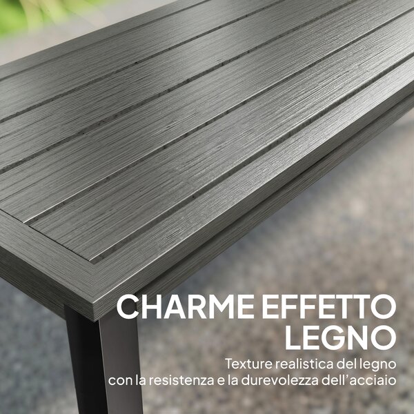 Outsunny Panca da Giardino Panchina da Giardino 2 Posti 130x34x43 cm Grigio | Aosom Italy