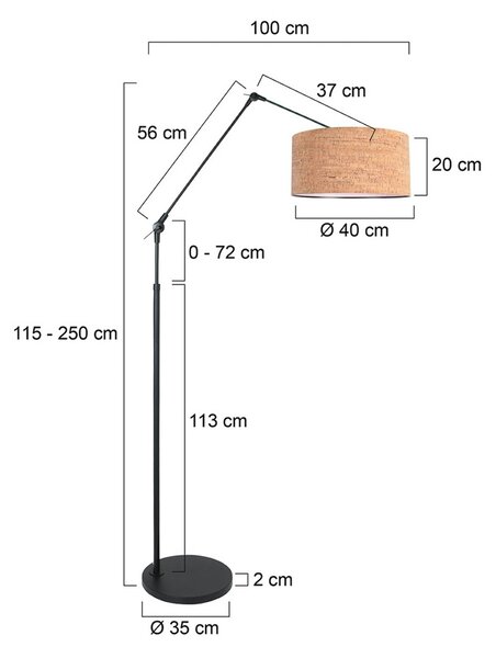 Steinhauer Lampada ad arco Prestige Chic, dimmerabile, Nero, Soggiorno / Sala da pranzo, Metallo, Lampada da terra