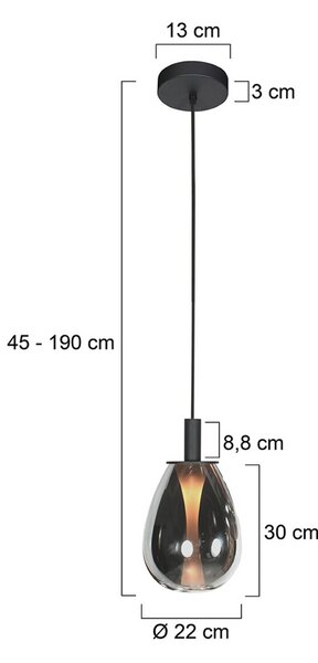 Mexlite Lampada a sospensione Glimsy, dimmerabile, Alluminio / Grigio / Zincato, Soggiorno / Sala da pranzo, Vetro, Lampada a sospensione