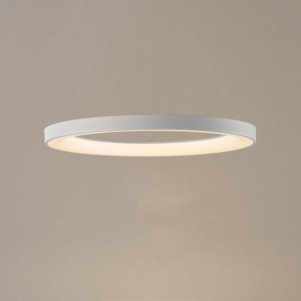 Mantra Iluminación Lampada a sospensione LED Niseko II, telecomando, Ø 50 cm, bianco dimmerabile, Bianco / Opale, Soggiorno / Sala da pranzo, Metallo, Moderno