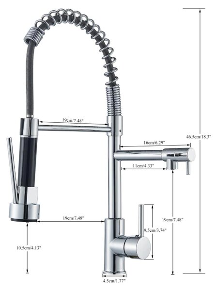 Miscelatore per cucina - Miscelatore per lavello con erogatore estraibile - Montaggio a incasso - Acciaio inossidabile 304 - Monocomando - 2 fori - Acqua calda/fredda - Cromato