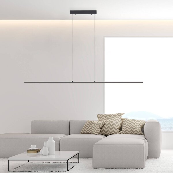 PURE Lampada a sospensione LED Lite, antracite, 160 cm, CCT, dimmerabile, Nero, Soggiorno / Sala da pranzo, Alluminio, Moderno