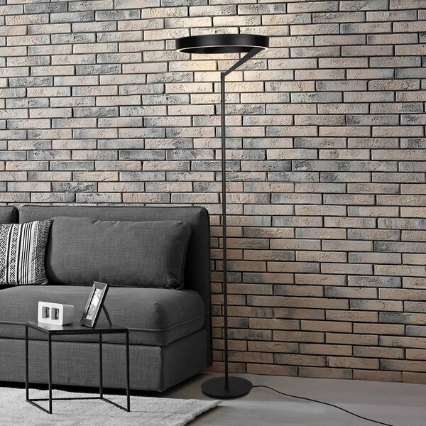 Steinhauer Lampada da terra con luce lettura Mykty, dimmerabile, Nero, Soggiorno / Sala da pranzo, Metallo, Moderno, Lampada da terra