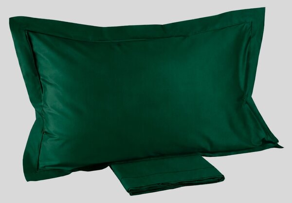 Completo Lenzuola In Raso Di Cotone Precious Sateen Matrimoniale - 250X290 175X205 + 2 Federe 50X80 Mirabello Brera Tinta Unita Verde Caleffi