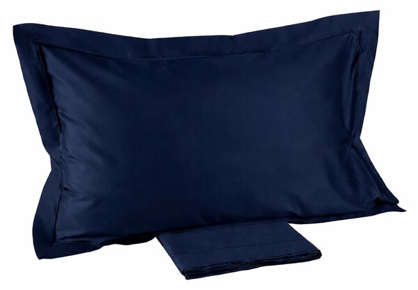 Completo Lenzuola In Raso Di Cotone Precious Sateen Matrimoniale - 250X290 175X205 + 2 Federe 50X80 Mirabello Brera Tinta Unita Cielo Caleffi