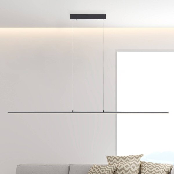 PURE Lampada a sospensione LED Lite, antracite, 160 cm, CCT, dimmerabile, Nero, Soggiorno / Sala da pranzo, Alluminio, Moderno