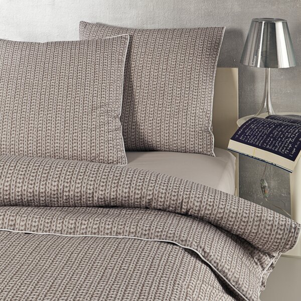 Completo Lenzuola In Percalle Tricot Piazza E Mezza - 200X290 125X205 + 1 Federa 50X80 Emporium Moderno Beige Caleffi
