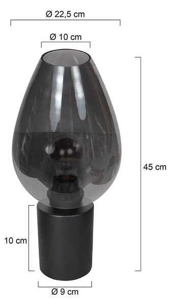 Mexlite Lampada da tavolo Bloeba, Alluminio / Grigio / Zincato, Soggiorno / Sala da pranzo, Vetro, Lampada da tavolo