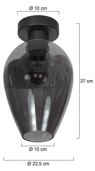 Mexlite Plafoniera soffitto Bloeba, dimmerabile, Alluminio / Grigio / Zincato, Soggiorno / Sala da pranzo, Vetro, Plafoniera