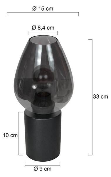 Mexlite Lampada da tavolo Bloeba, Alluminio / Grigio / Zincato, Soggiorno / Sala da pranzo, Vetro, Lampada da tavolo