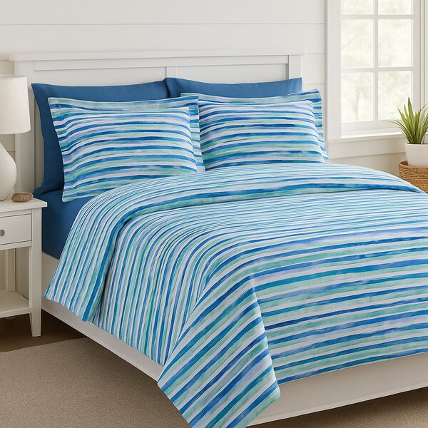Copripiumino Con Federe In Percalle Lively Matrimoniale - 255X255 + 2 Federe50X80 Emporium Moderno Bluette Caleffi