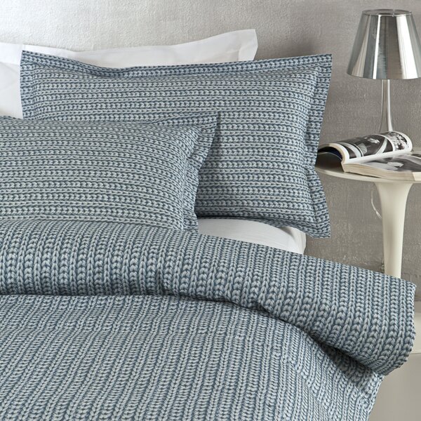 Completo Lenzuola In Percalle Tricot Piazza E Mezza - 200X290 125X205 + 1 Federa 50X80 Emporium Moderno Acqua Caleffi