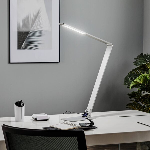 Fabas Luce Lampada da scrivania a LED Wasp, dimmerabile, Alluminio / Grigio / Zincato, Studio / Ufficio, Alluminio, Moderno, Lampada da tavolo LED
