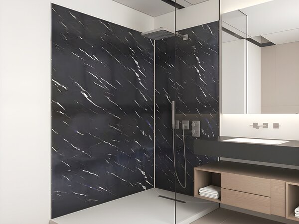 Pannello per parete da doccia effetto marmo con profili L90 x L120 x H210 cm in Alluminio - Lotto di 2 - ENEKO