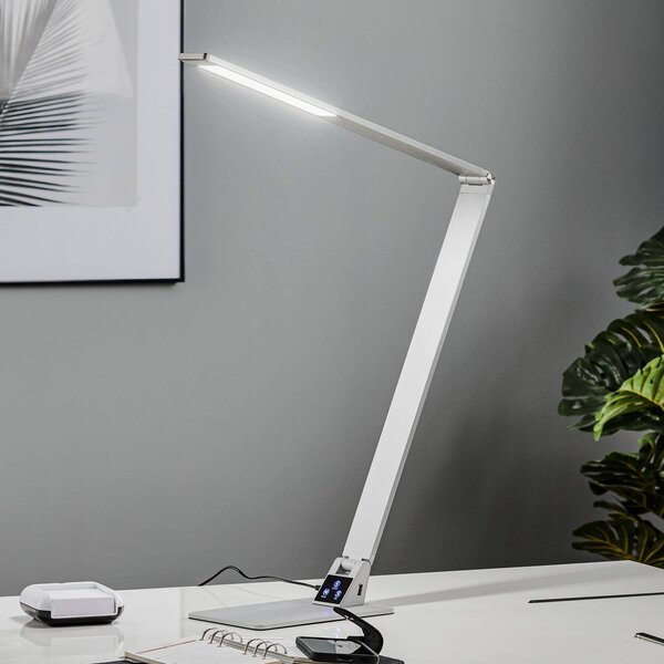 Fabas Luce Lampada da scrivania a LED Wasp, dimmerabile, Alluminio / Grigio / Zincato, Studio / Ufficio, Alluminio, Moderno, Lampada da tavolo LED