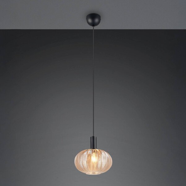 Reality Leuchten Lampada a sospensione Elvezia, dimmerabile, Crema / Ambra, Soggiorno / Sala da pranzo, Vetro, Lampada a sospensione