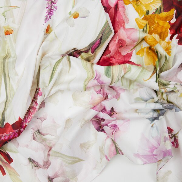 Copripiumino Con Federe In Percalle Charming Flowers Matrimoniale - 255X255 + 2 Federe50X80 Emporium Floreale Bianco Caleffi