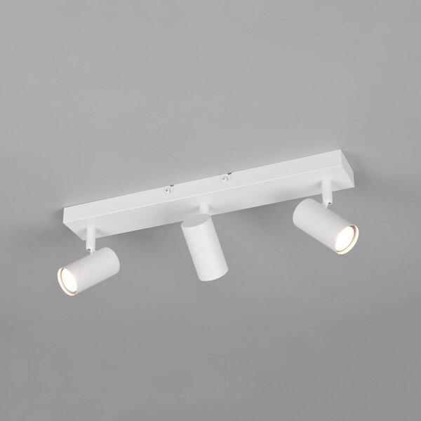Reality Leuchten Faretto Taryn, bianco opaco, lunghezza 45 cm, a 3 luci, GU10 dimmerabile, Bianco / Opale, Soggiorno / Sala da pranzo, Metallo, Moderno, Downlight