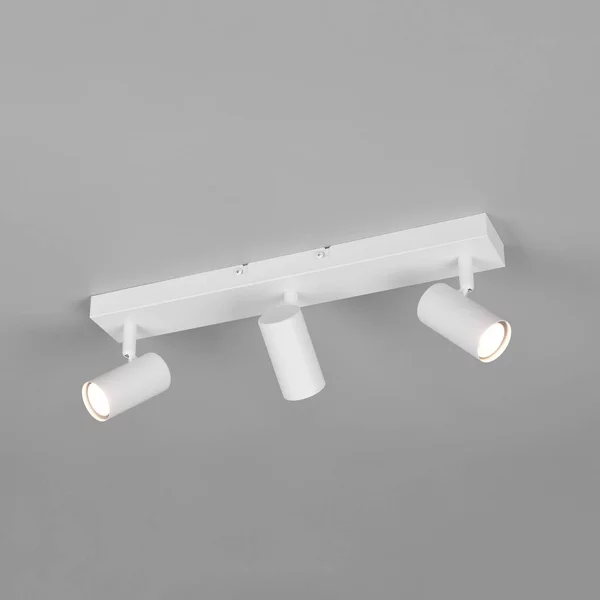 Reality Leuchten Faretto Taryn, bianco opaco, lunghezza 45 cm, a 3 luci, GU10 dimmerabile, Bianco / Opale, Soggiorno / Sala da pranzo, Metallo, Moderno, Downlight
