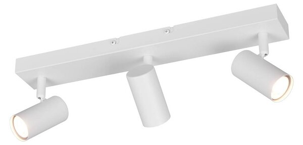 Reality Leuchten Faretto Taryn, bianco opaco, lunghezza 45 cm, a 3 luci, GU10 dimmerabile, Bianco / Opale, Soggiorno / Sala da pranzo, Metallo, Moderno, Downlight