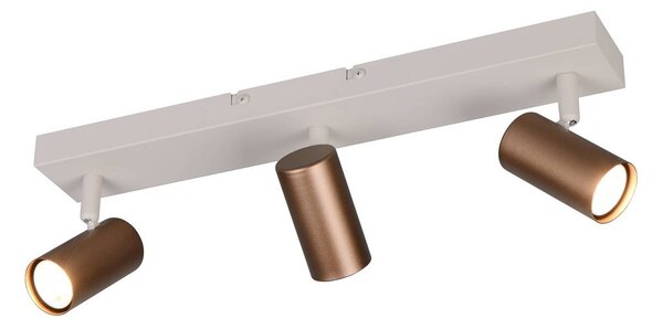 Reality Leuchten Faretto Taryn, marrone, lunghezza 45 cm, a 3 luci, GU10 dimmerabile, Marrone / Ruggine, Soggiorno / Sala da pranzo, Metallo, Moderno, Downlight