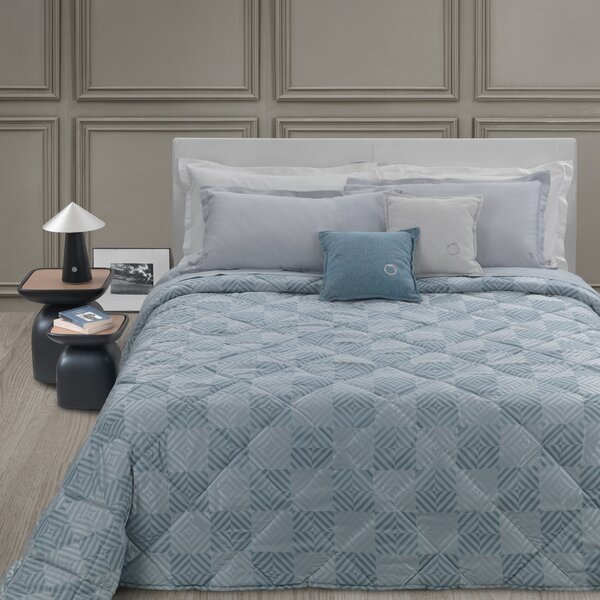 Trapunta In Raso Jacquard Rombhus Matrimoniale - 270X260 Trussardi Geometrico Avio Caleffi