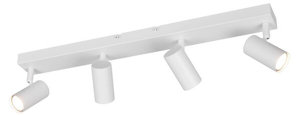 Reality Leuchten Faretto Taryn, bianco opaco, lunghezza 62 cm, a 4 luci, GU10 dimmerabile, Bianco / Opale, Soggiorno / Sala da pranzo, Metallo, Moderno, Downlight