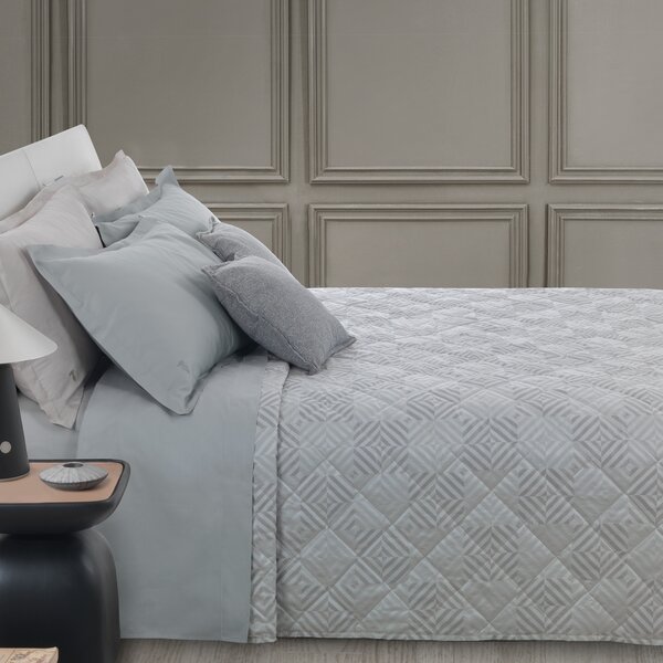 Trapunta In Raso Jacquard Rombhus Matrimoniale - 270X260 Trussardi Geometrico Ghiaccio Caleffi