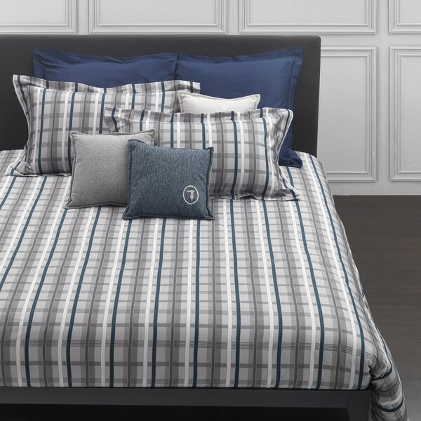 Trapunta In Raso Jacquard Tartan Matrimoniale - 270X260 Trussardi Geometrico Grigio Caleffi