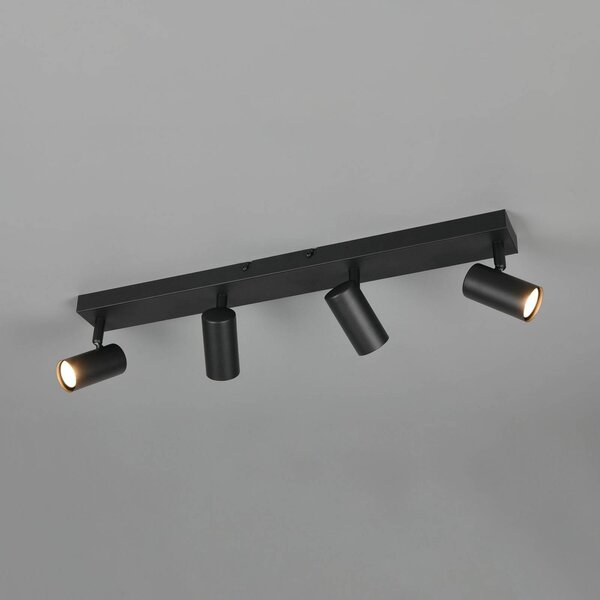 Reality Leuchten Faretto Taryn, nero opaco, lunghezza 62 cm, a 4 luci, GU10 dimmerabile, Nero, Soggiorno / Sala da pranzo, Metallo, Moderno, Downlight