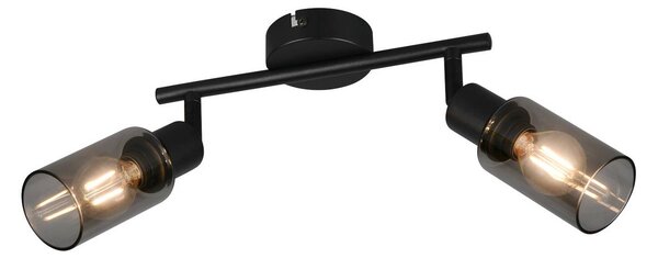 Reality Leuchten Faretto Mars, lunghezza 48 cm, nero opaco, a 2 luci, metallo E14 dimmerabile, Nero, Soggiorno / Sala da pranzo, Metallo, Moderno, Downlight