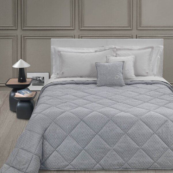 Trapunta In Raso Jacquard Straw Matrimoniale - 270X260 Trussardi Geometrico Tortora Caleffi