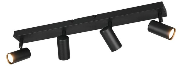 Reality Leuchten Faretto Taryn, nero opaco, lunghezza 62 cm, a 4 luci, GU10 dimmerabile, Nero, Soggiorno / Sala da pranzo, Metallo, Moderno, Downlight