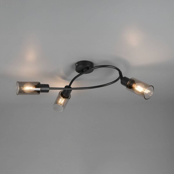 Reality Leuchten Faretto Mars, lunghezza 45 cm, nero opaco, a 3 luci, metallo E14 dimmerabile, Nero, Soggiorno / Sala da pranzo, Metallo, Moderno, Downlight