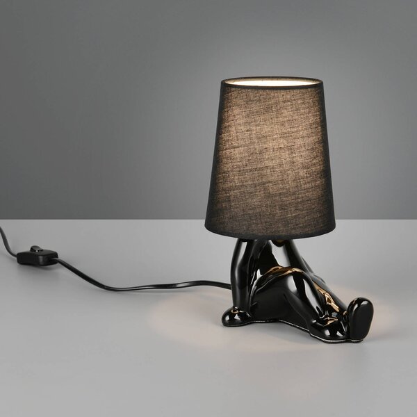Reality Leuchten Lampada da tavolo Huma, Nero, Soggiorno / Sala da pranzo, Ceramica, Giovanile, Lampada da tavolo