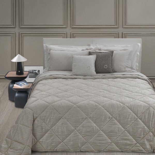 Trapunta In Raso Jacquard Tract Matrimoniale - 270X260 Trussardi Geometrico Sabbia Caleffi
