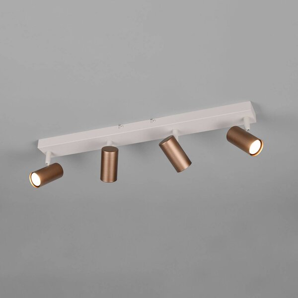Reality Leuchten Faretto Taryn, marrone, lunghezza 62 cm, a 4 luci, GU10 dimmerabile, Marrone / Ruggine, Soggiorno / Sala da pranzo, Metallo, Moderno, Downlight