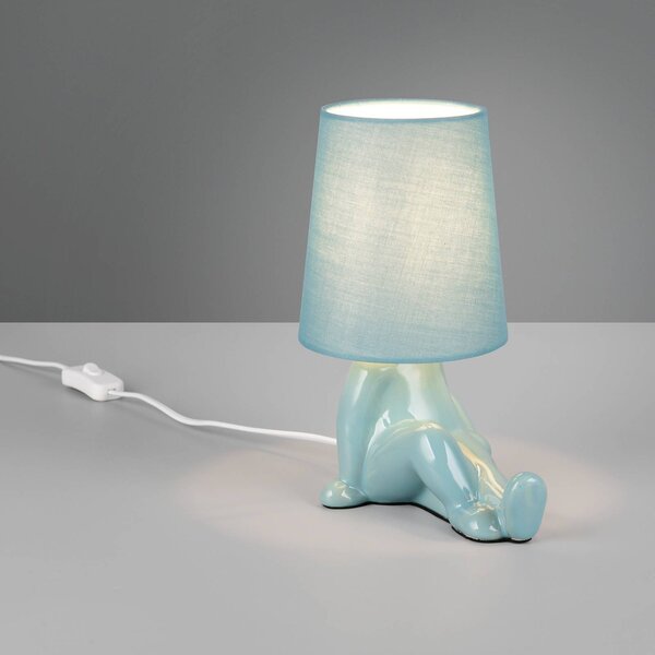 Reality Leuchten Lampada da tavolo Huma, Blu, Soggiorno / Sala da pranzo, Ceramica, Giovanile, Lampada da tavolo
