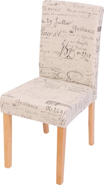 Sedia da pranzo Littau, sedia da cucina, tessuto/tessuto ~ scritte color crema, gambe chiare